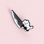 Cat With A Knife Enamel Pin